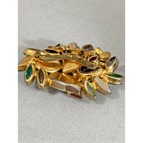 40s Designer Multi-Color 3" Brooch/Pin Sparkly Vibrant Colorful - Picture 7 of 13